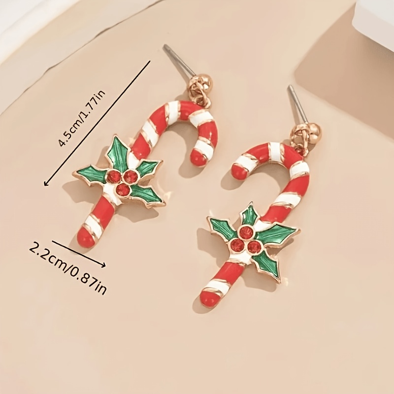 European American Christmas Crutch Earrings, Stylish Design
